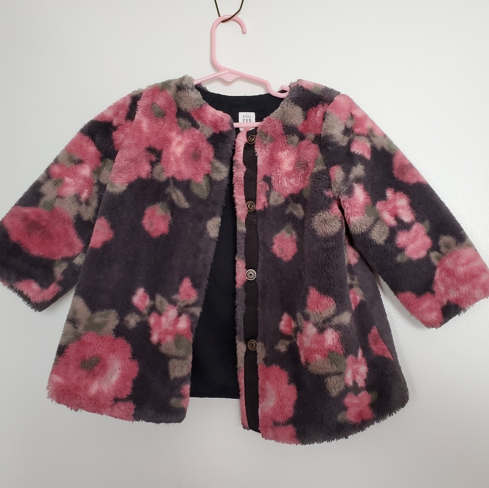 Baby Gap 18-24 months Floral Fur coat.